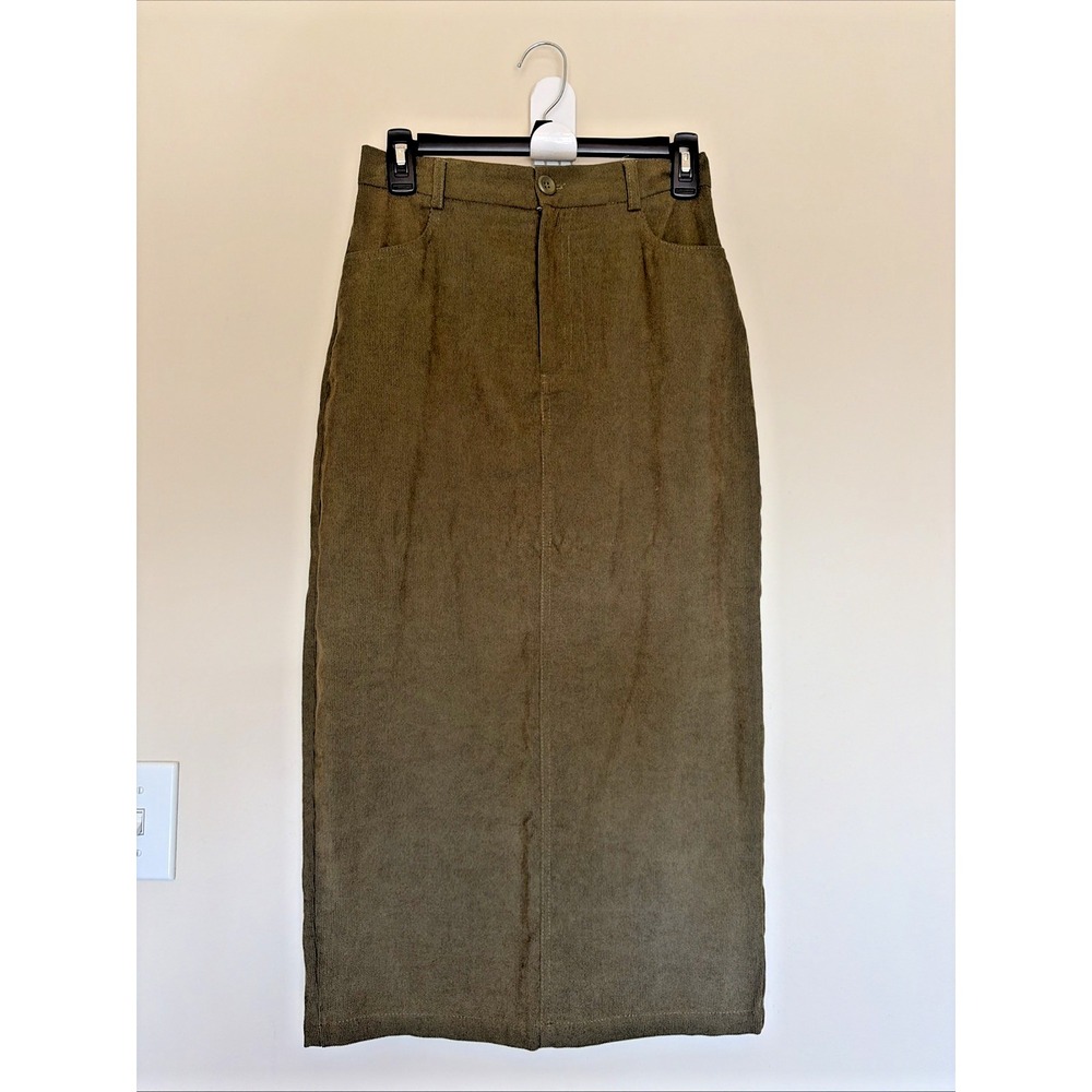 Cider Olive Green Corduroy Midi Skirt Womens‎ Small